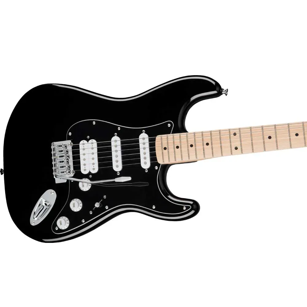Fender Squier FSR Affinity Series Stratocaster HSS, Maple Fingerboard, Black Pickguard - Black — view 4