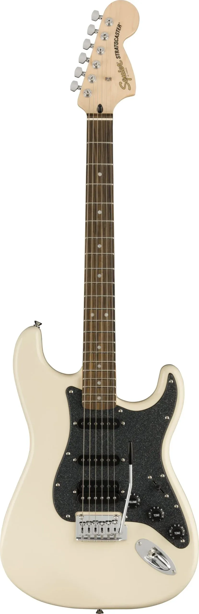 Fender Squier Affinity Stratocaster HSS Electric Guitar – Olympic White with Indian Laurel Fingerboard — view 2