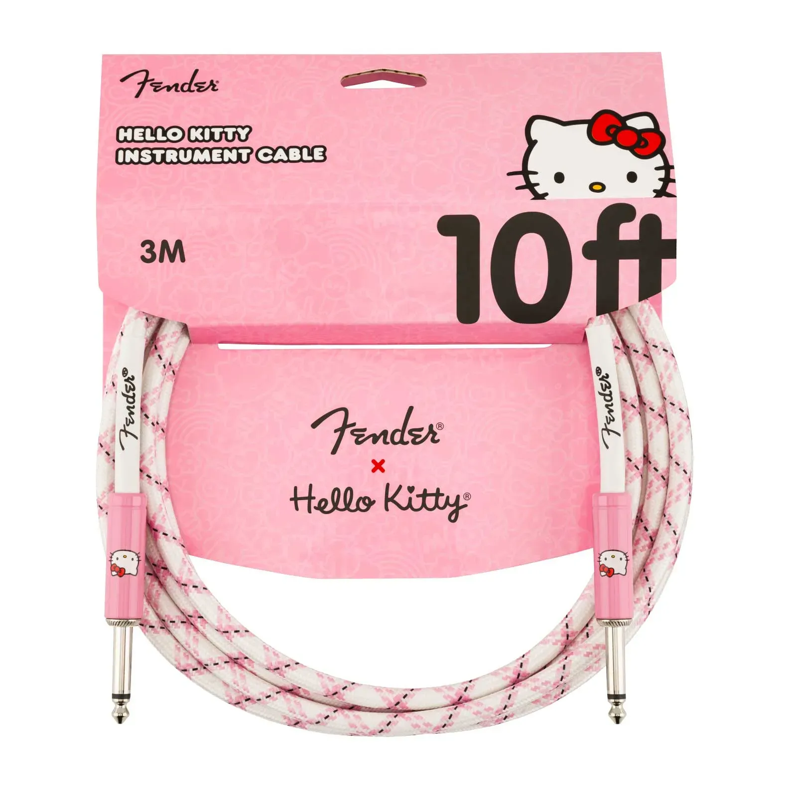 Fender x Hello Kitty Woven Instrument Cable - White-Pink - 10 feet — view 1