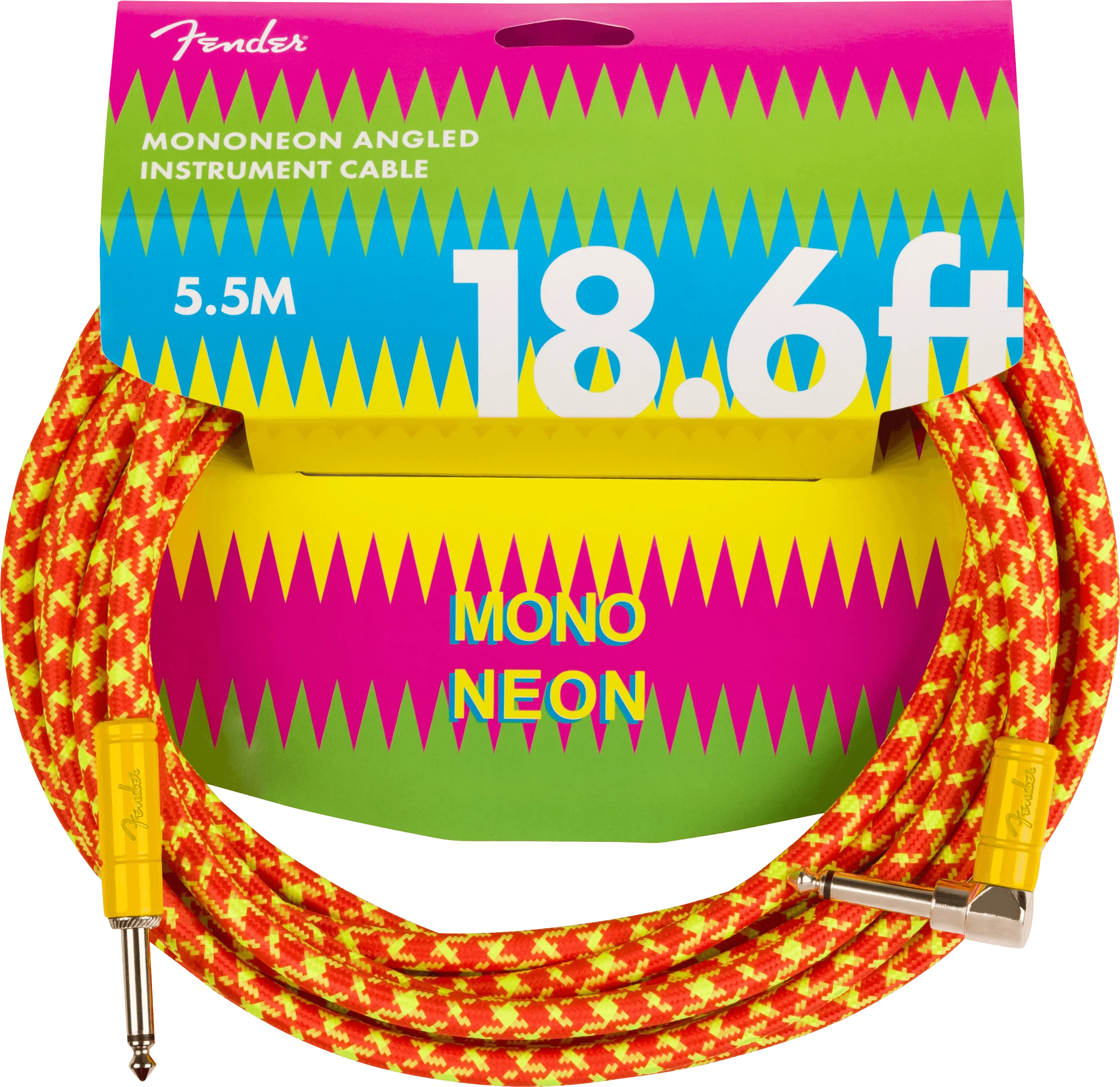Fender Mono Neon Instrument Cable - Orange Multi-Color - 5.6m