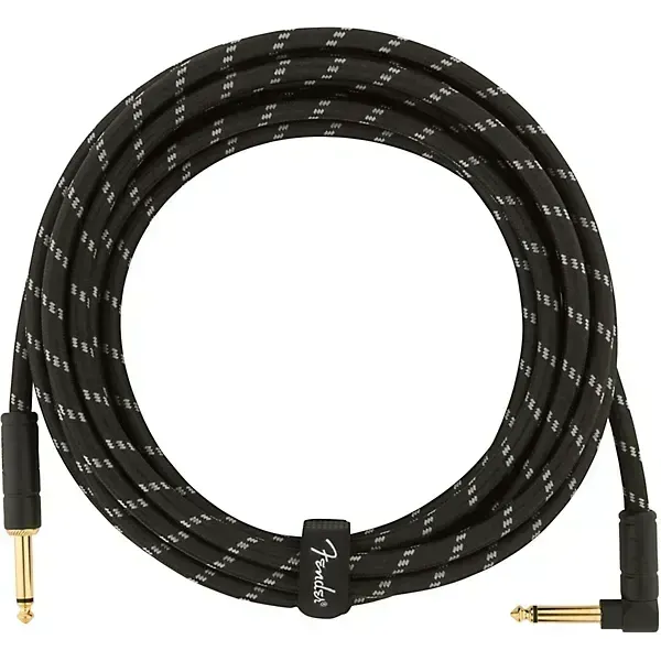 Fender Deluxe Series Straight to Right Angle Instrument Cable - 5.5m Black Tweed