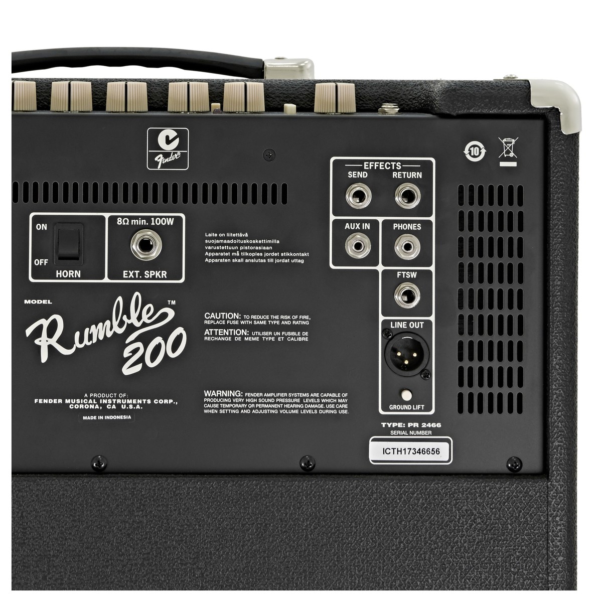 Fender Rumble 200 1×15 Bass Combo Amplifier — view 4