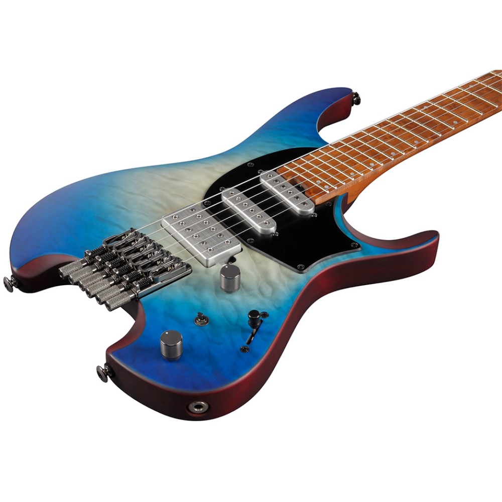 Ibanez QX54QM Headless Electric Guitar – Blue Sphere Burst Flat — view 3