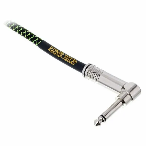 Ernie Ball 3m Braided Straight/Angle Instrument Cable – Black and Green — view 2