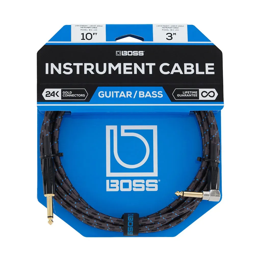 Boss BIC-10A – 3m Straight to Right Angled Instrument Cable — view 1