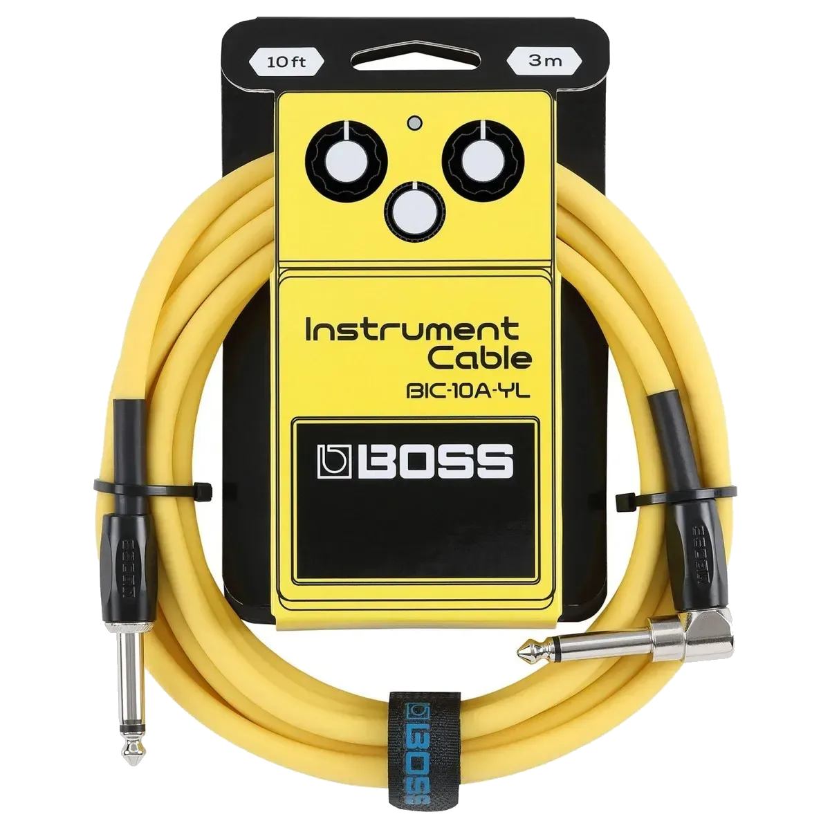 Boss 10ft Angled/Straight Instrument Cable - Yellow