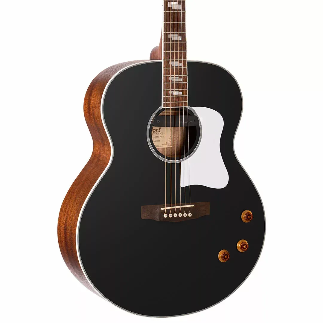 Cort CJ Retro Acoustic-Electric Guitar – Vintage Black Matte