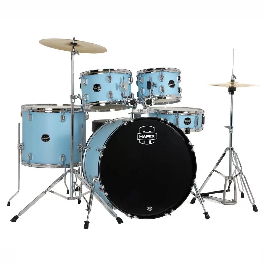 Mapex COMET Rock Drum Kit – Lake Blue with 3 Cymbals and 5-Piece Hardware