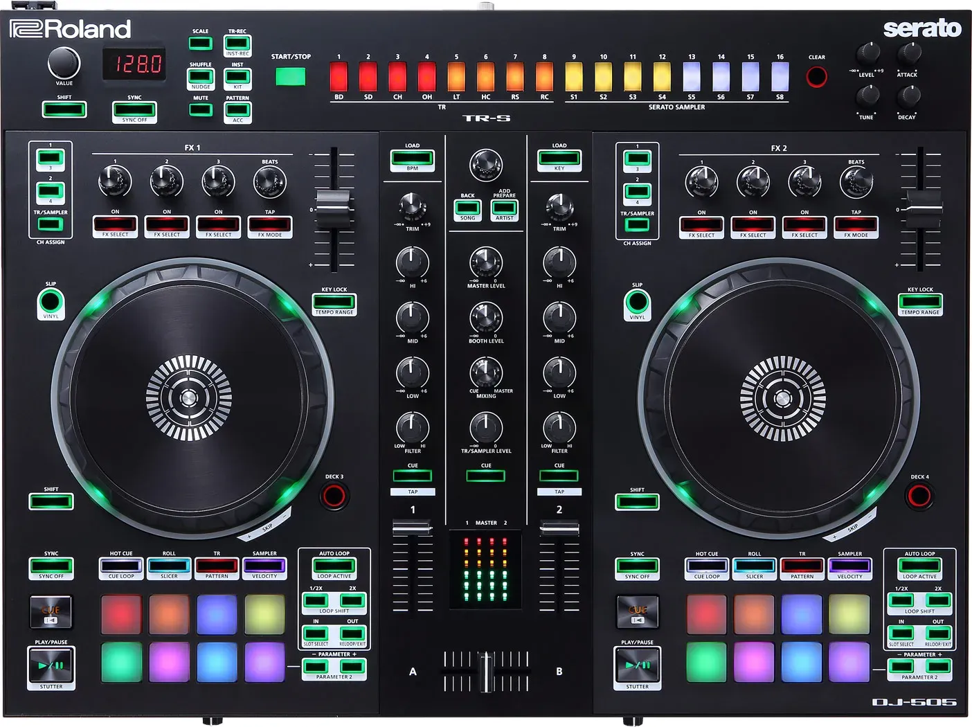 Roland DJ-505 2-deck Serato DJ Controller with Drum Machine — view 2