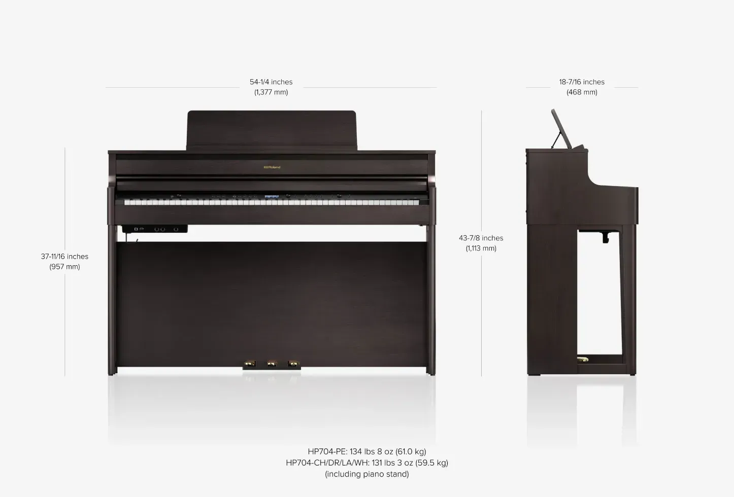 Roland HP704-WH Digital Piano (White) — view 2