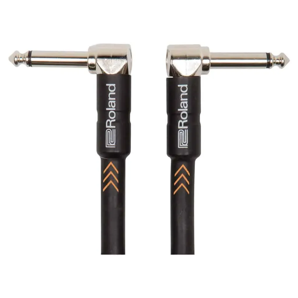 Roland RIC-B3AA Angled 1/4 inch – Angled 1/4 inch Black Series Instrument Cable – 1m