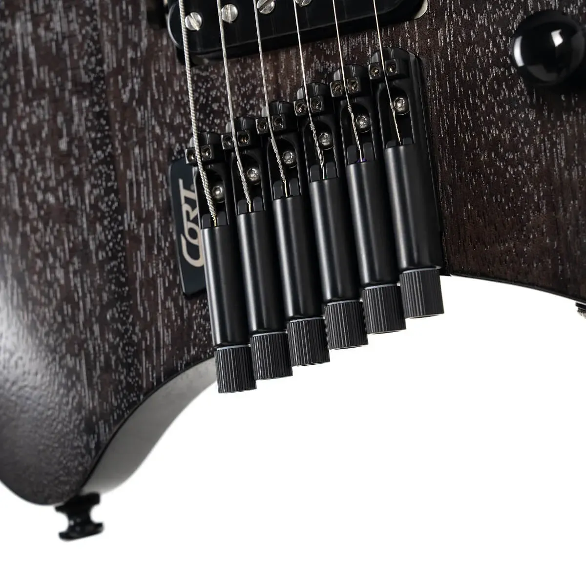 Cort Space G6MS Headless Electric Guitar – Semi Gloss Trans Black — view 4