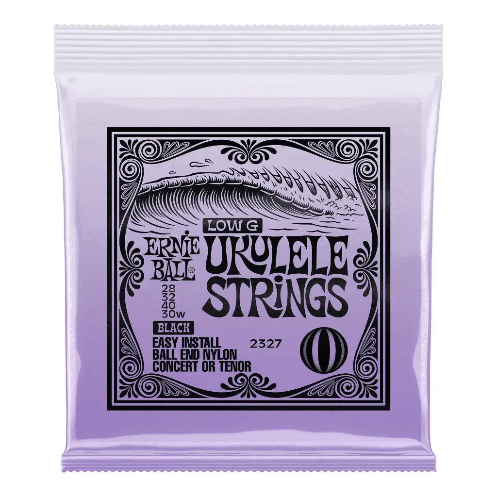 Ernie Ball Low G Ukulele Strings for Concert/Tenor – Black Nylon – Ball End