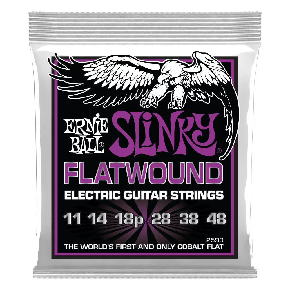 Ernie Ball Power Slinky Flatwound Electric Guitar Strings – 11-48