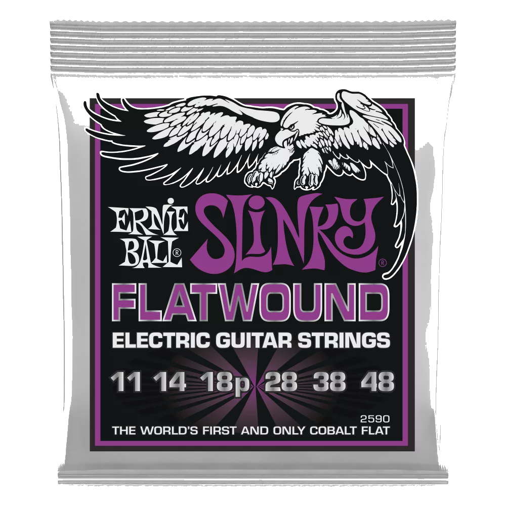 Ernie Ball Power Slinky Flatwound Electric Guitar Strings – 11-48