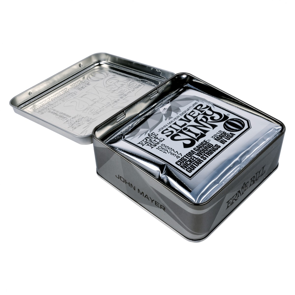 Ernie Ball John Mayer Silver Slinky Signature Electric Guitar Strings 3-pack Tin — view 2