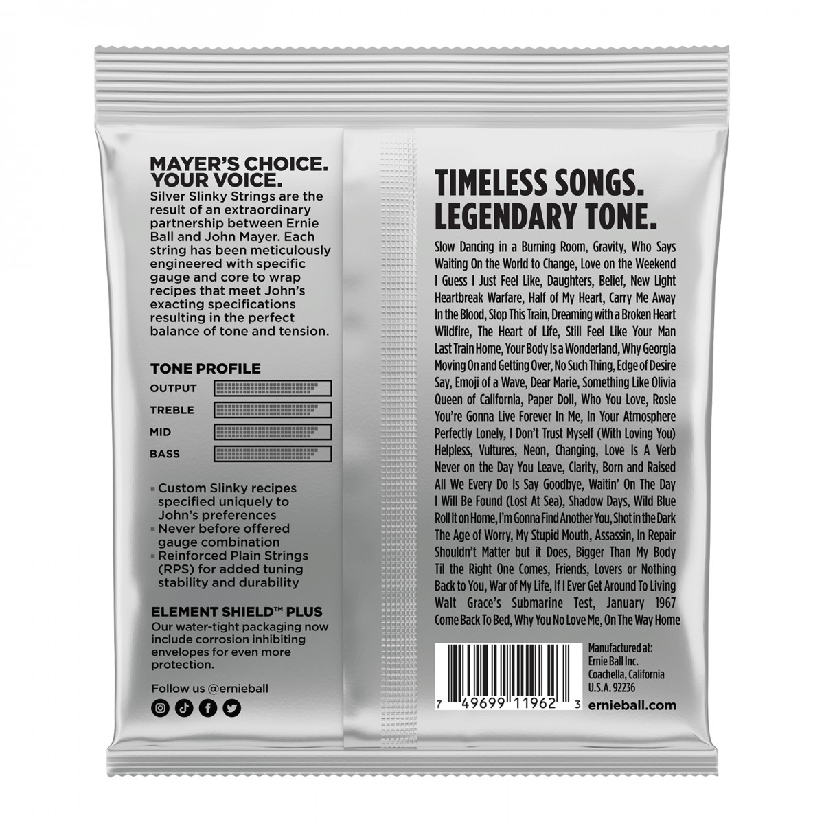 Ernie Ball John Mayer Silver Slinky Signature Electric Guitar Strings 3-pack Tin — view 3