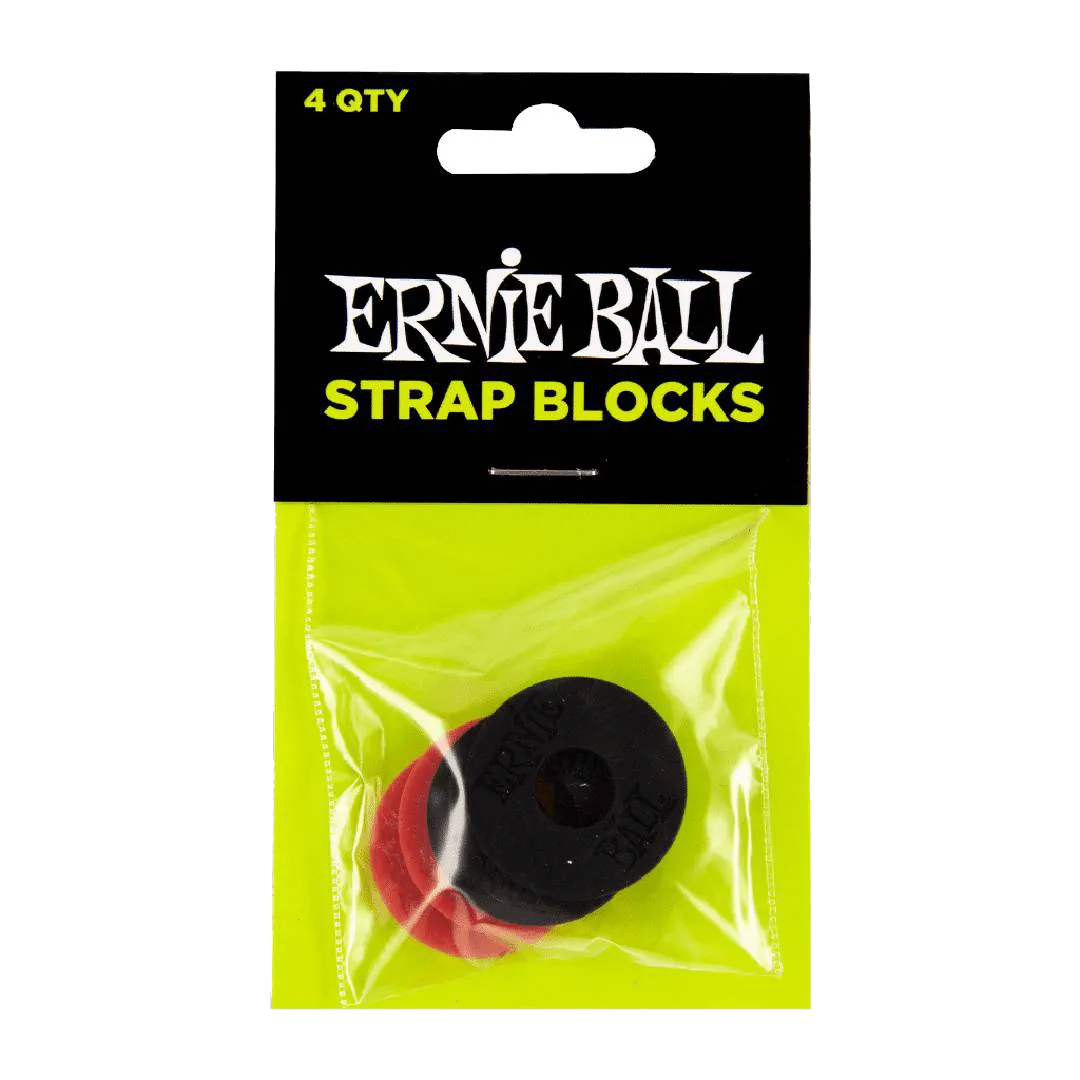 Ernie Ball Strap Blocks – Black and Red (4-Pack) — view 1