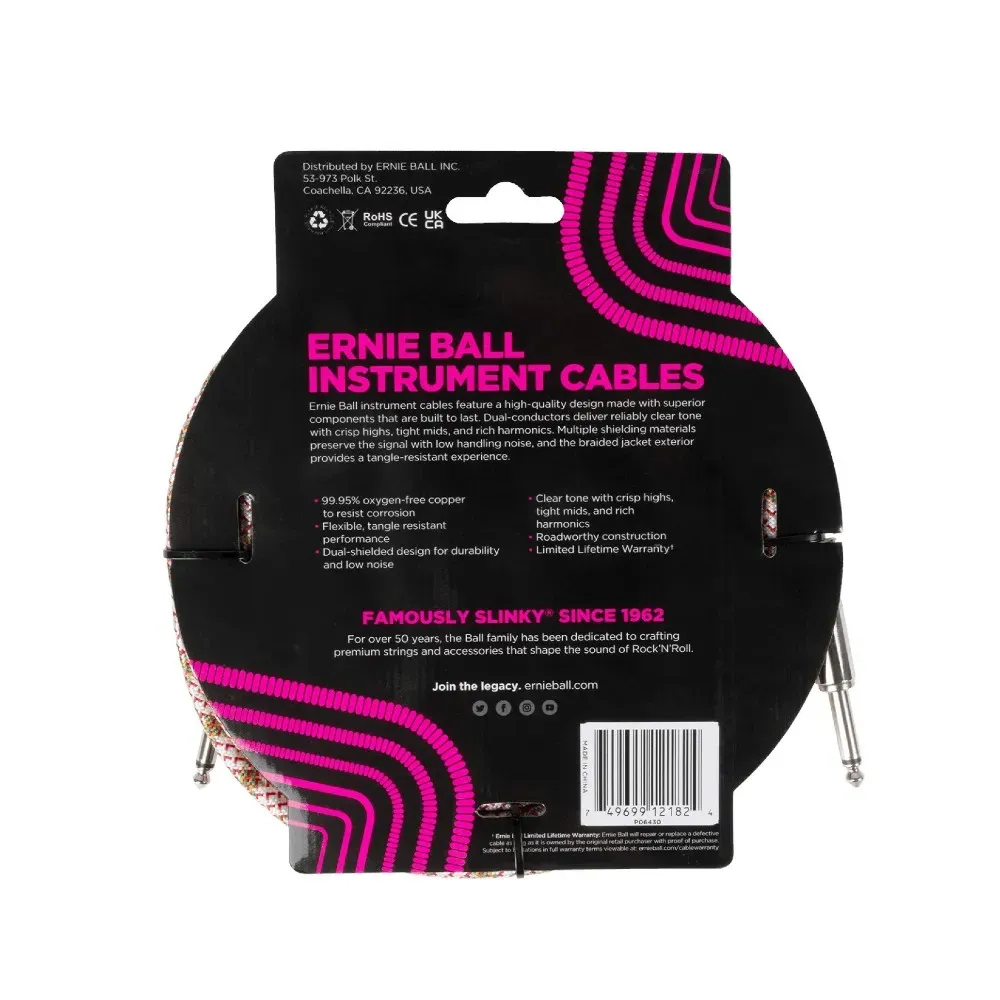 Ernie Ball 6430 Braided Instrument Cable - 18 foot Emerald Argyle — view 2