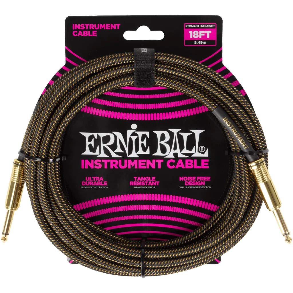Ernie Ball Braided Instrument Cable – (5.5M) – Pay Dirt