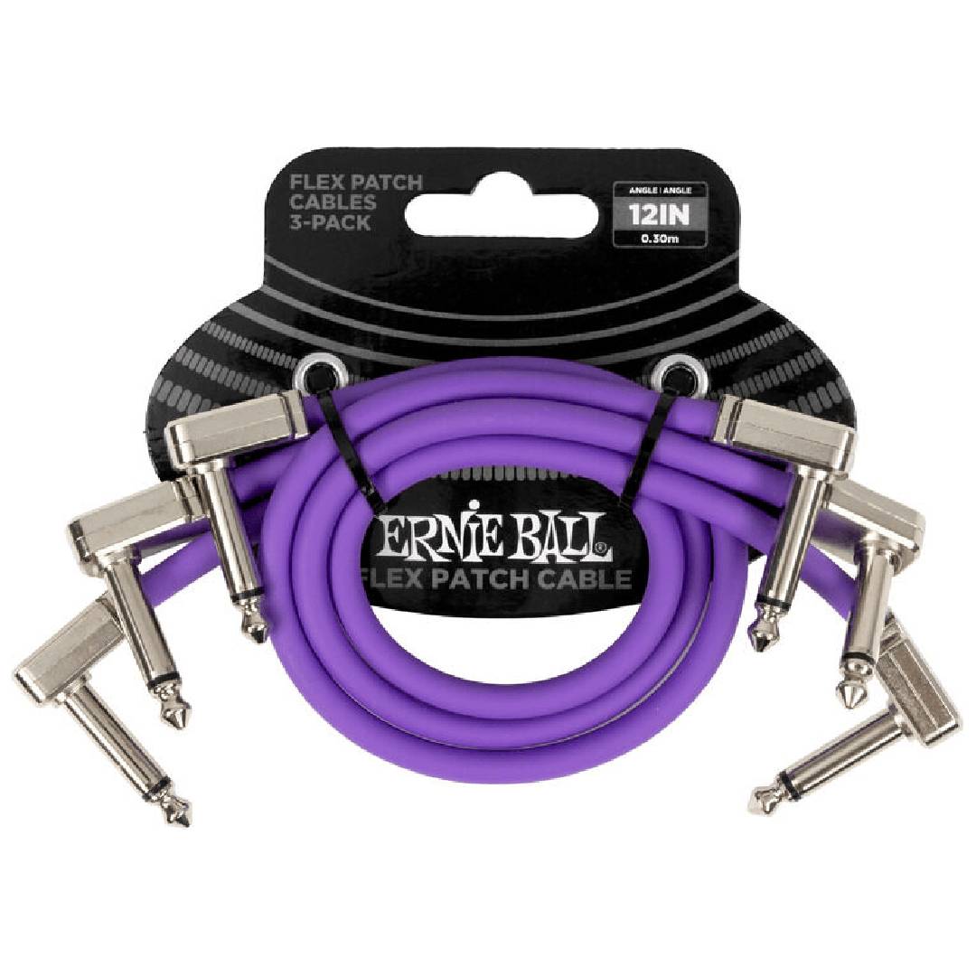 Ernie Ball Flex Patch Cable – 12 inches Purple 3-pack