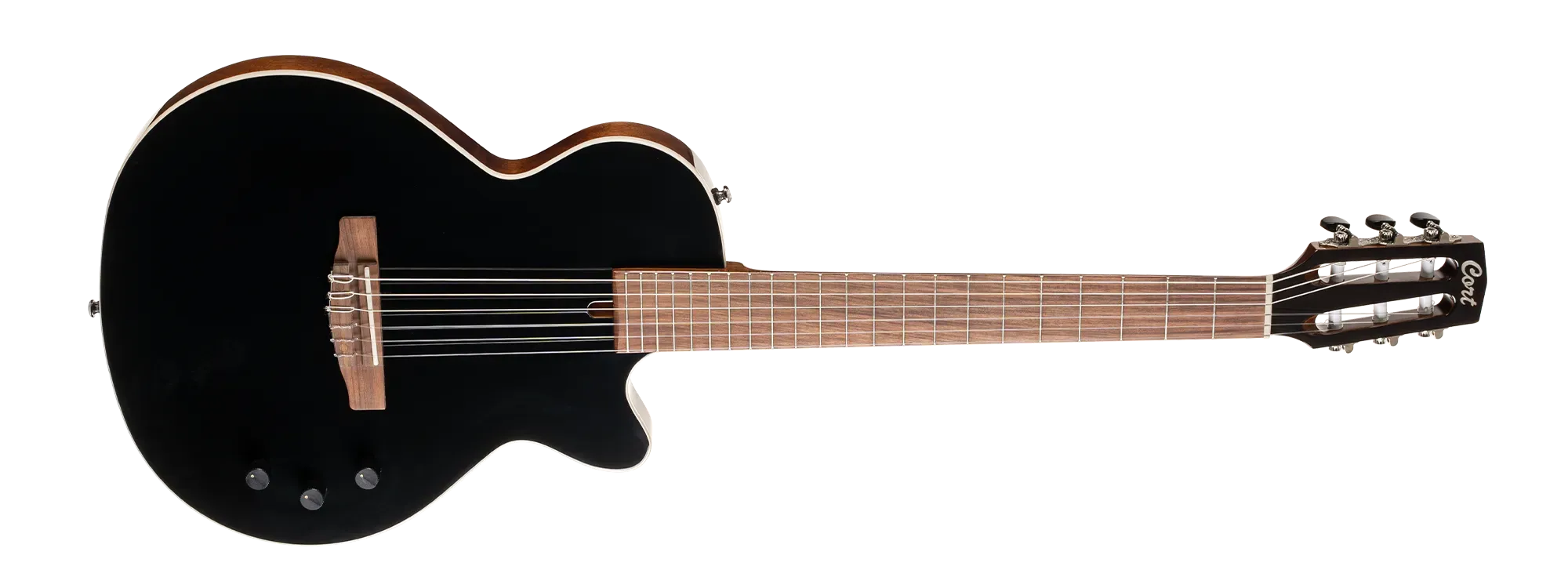 Cort Sunset Nylectric II Nylon String Classical Guitar – Black — view 2