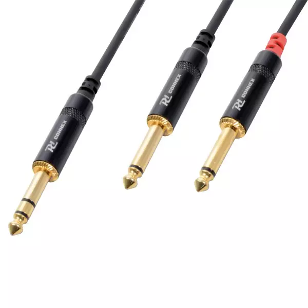 PD Connex CX76-3 6.3mm Stereo Male – 2X 6.3mm Mono Male Cable – 3M