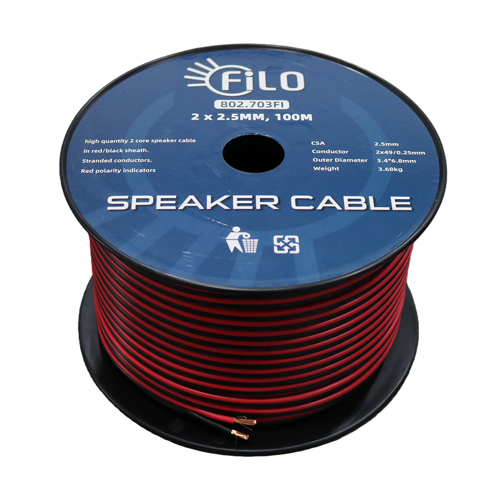 FILO TF2.5RB Speaker Cable 2.5MM Red and Black – 100M