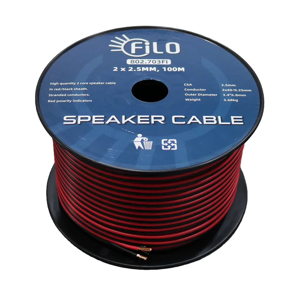 FILO TF2.5RB Speaker Cable 2.5MM Red and Black – 100M