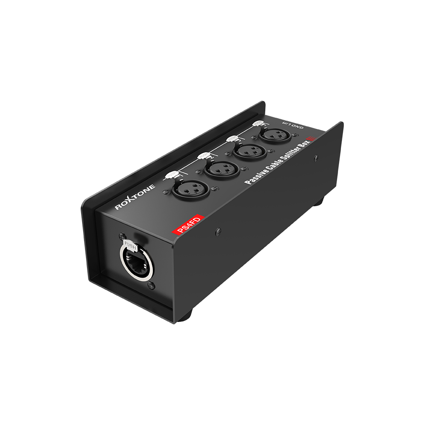 ROXTONE PS4FD CAT Splitter Box – 4-Channel Balanced Analog Audio & Lighting Signal Splitter — view 1