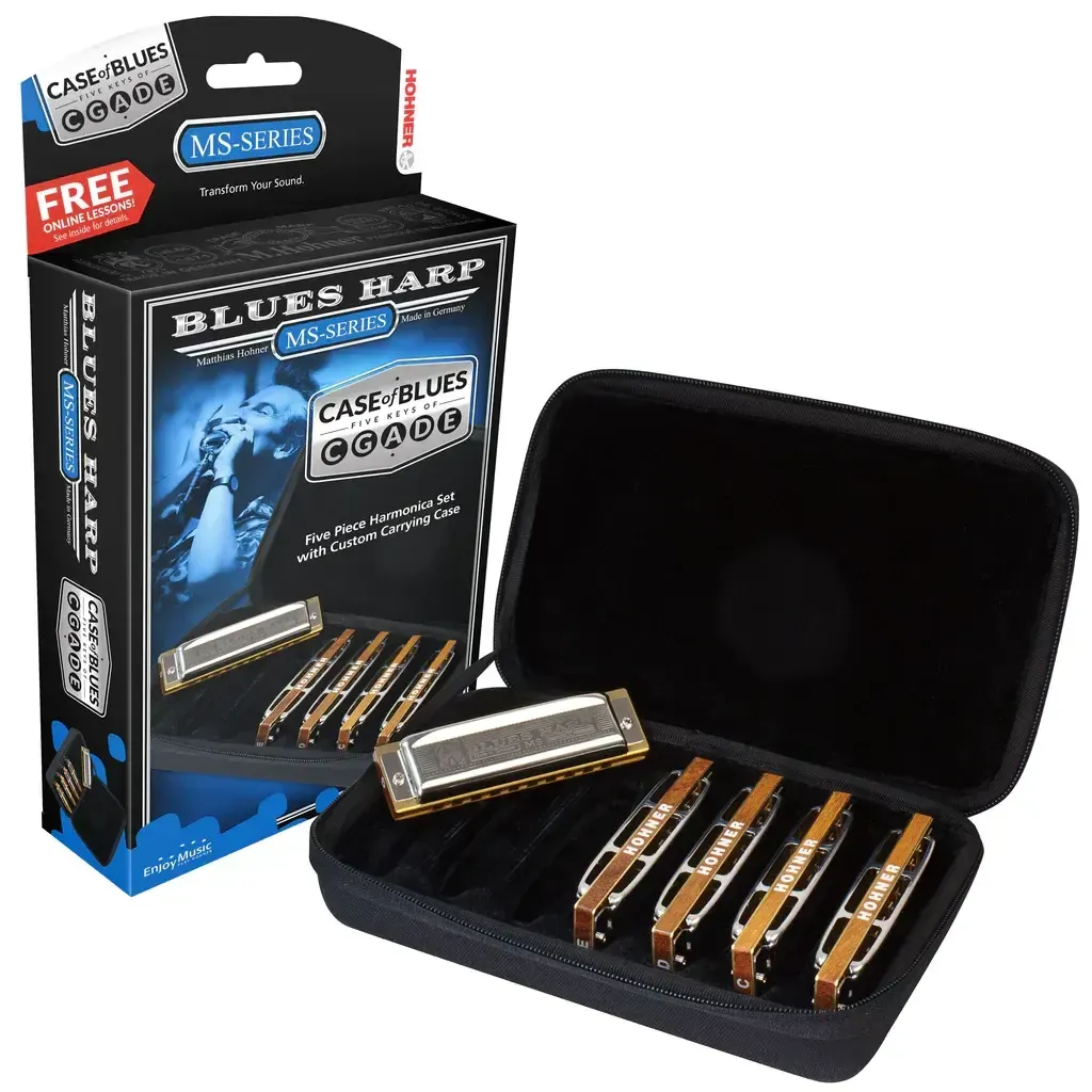 Hohner Blues Harp 5-piece Harmonica Set with Case — view 1