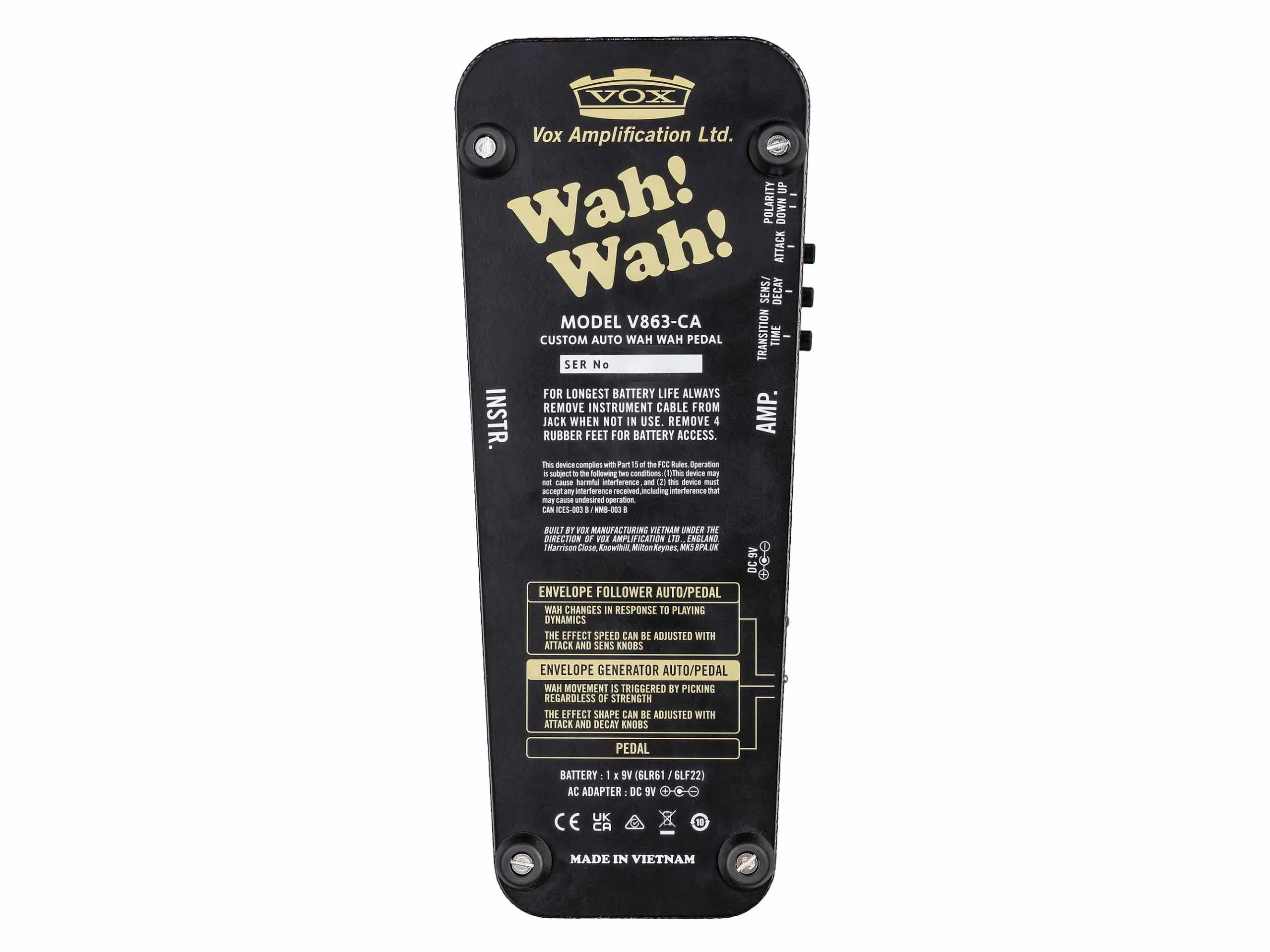 Vox V863-CA Custom Autowah Guitar Pedal — view 4