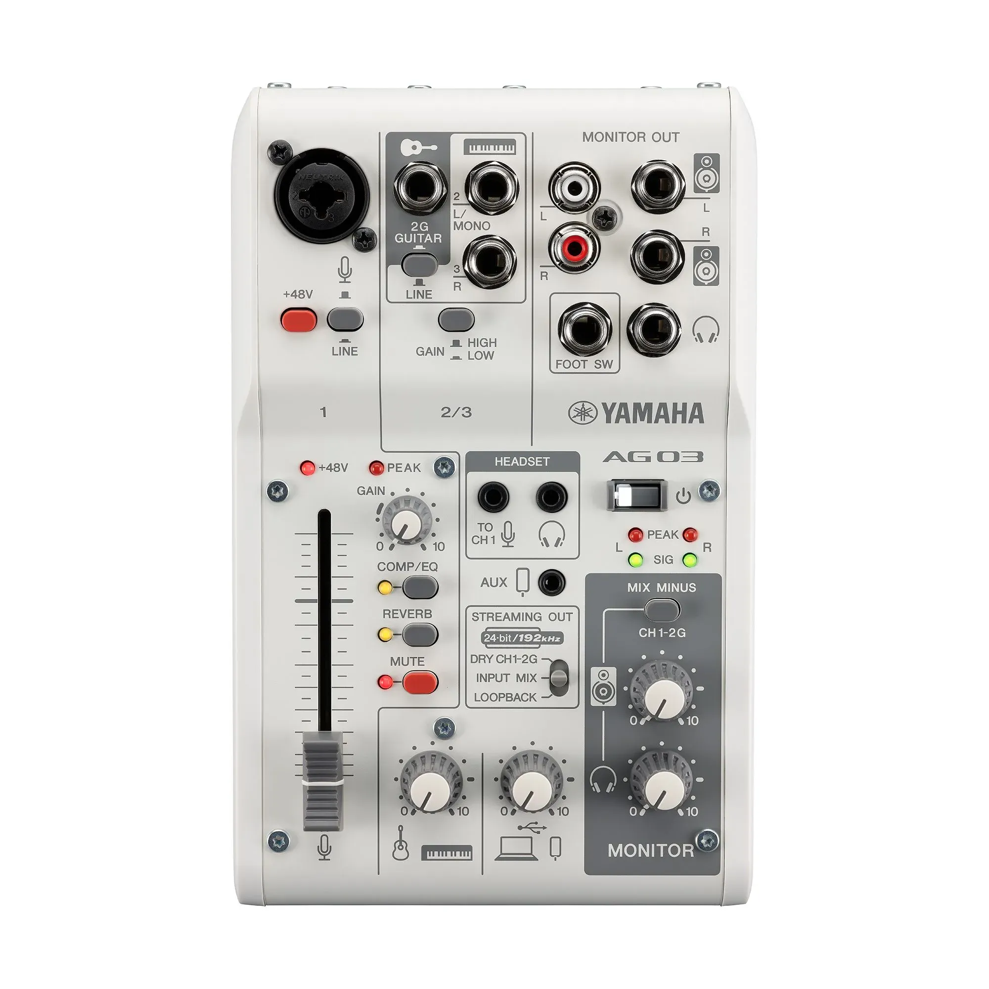 Yamaha AG03 Mk2 3-channel Mixer and USB Interface - White — view 1