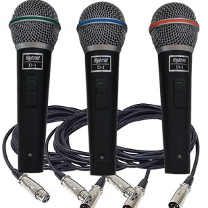 Hybrid D-1 MKII (3 Pack) Dynamic Microphones with Cables