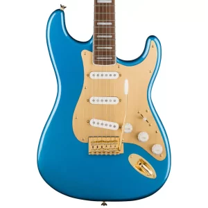 Fender Squier 40th Anniversary Stratocaster, Gold Edition, Laurel Fingerboard, Gold Anodized Pickguard - Lake Placid Blue