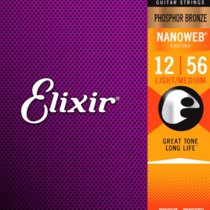 Elixir Nanoweb Medium-Light 12-56 Phosphor Bronze Acoustic Guitar Strings