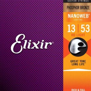 Elixir Nanoweb HD-LIGHT Phosphor Bronze Acoustic Guitar Strings – (13-53)