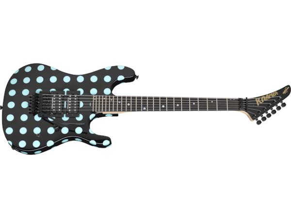 Kramer Nightswan Electric Guitar - Black with Blue Polka Dots - Image 4
