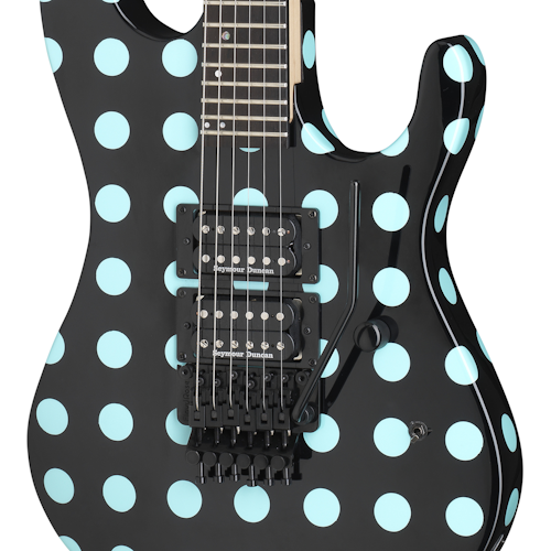Kramer Nightswan Electric Guitar - Black with Blue Polka Dots - Image 3