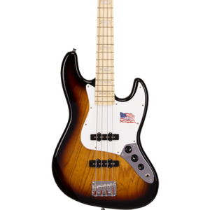 SX SJB75 Swamp Ash 4 String Bass Guitar – 3 Tone Sunburst