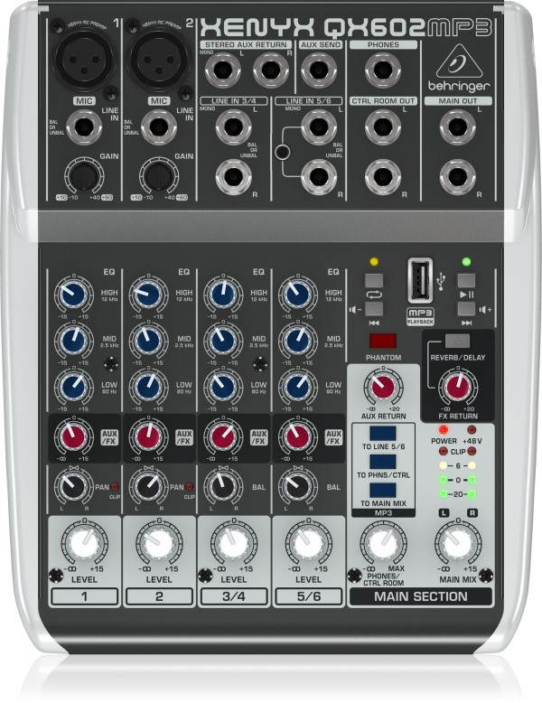 Behringer Xenyx QX602MP3 Mixer with USB MP3 Playback - Image 2