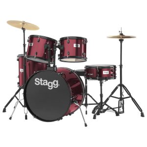 Stagg 5-piece Standard Drum Set w/Cymbals (Wine Red)