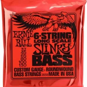 Ernie Ball Slinky Nickel Wound Electric Bass Guitar Strings – .032-.130 Long Scale 6-string